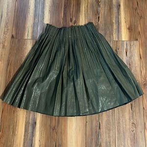 Green/Gray pleather Anthropologie pleated skirt XS